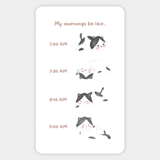 Lazy Cat Morning Routine Sticker